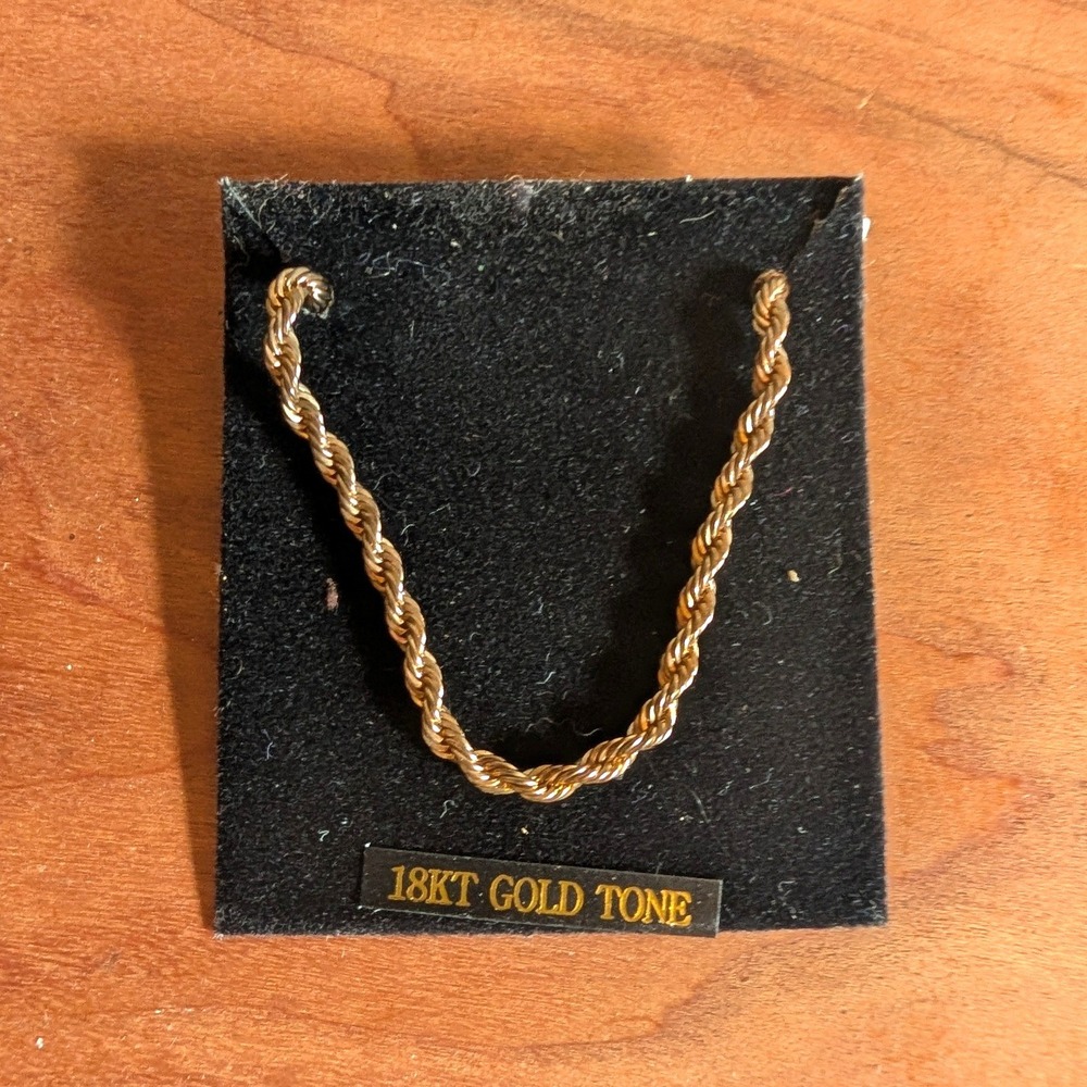 Vintage 18KT Gold Tone Rope Chain Bracelet Twisted Link 7.5 Inch
